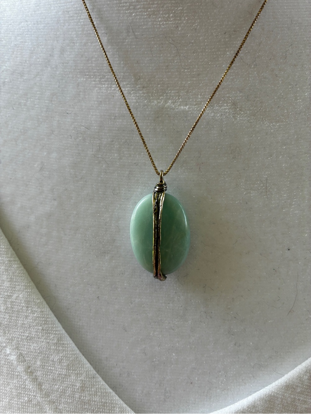Vintage Silpada Green Oval Stone Pendant Necklace